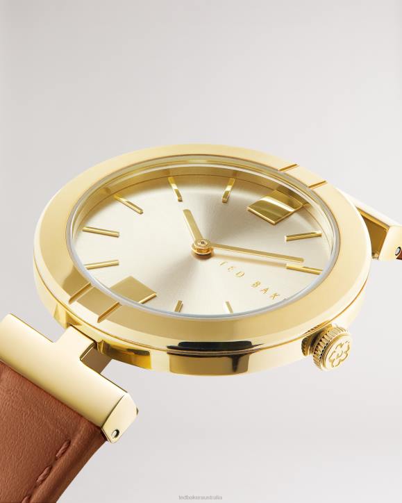 Ted Baker Darbii T Frame Leather Strap Watch Tan Accessories Women TLPL1053