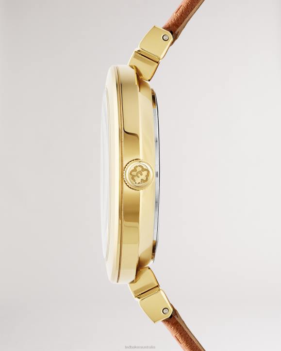 Ted Baker Darbii T Frame Leather Strap Watch Tan Accessories Women TLPL1053