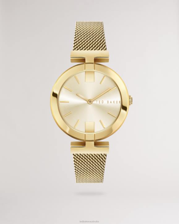 Ted Baker Darbs T Frame Mesh Strap Watch Gold Color Accessories Women TLPL1011