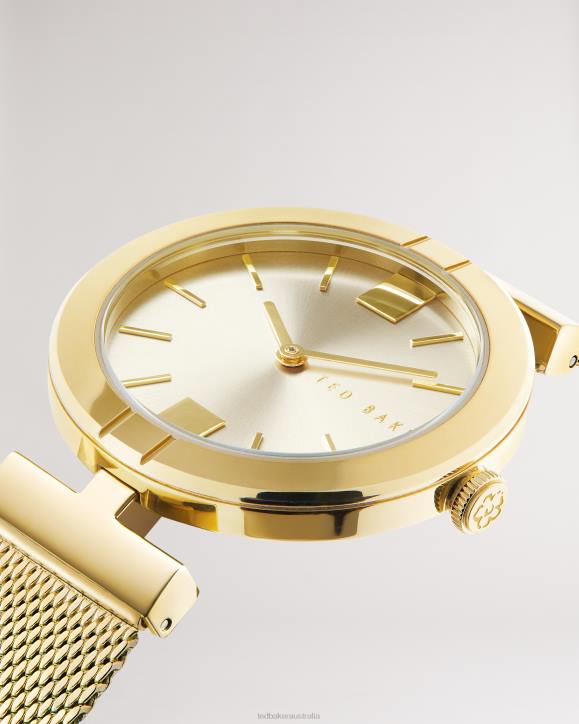 Ted Baker Darbs T Frame Mesh Strap Watch Gold Color Accessories Women TLPL1011