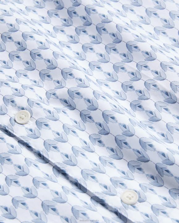 Ted Baker Dibbin Long Sleeve Geometric Leaf Print Shirt Pale Blue Clothing Men TLPL1600