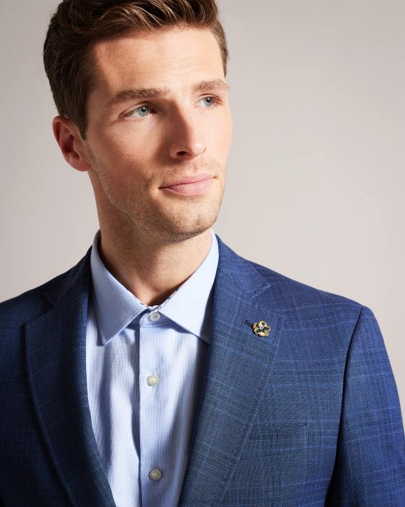 Ted Baker Drydenj Navy Check Suit Jacket Navy Clothing Men TLPL1483