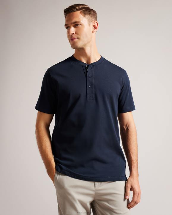 Ted Baker Duddin Short Sleeve Henley Shirt NAVY Clothing Men TLPL1265