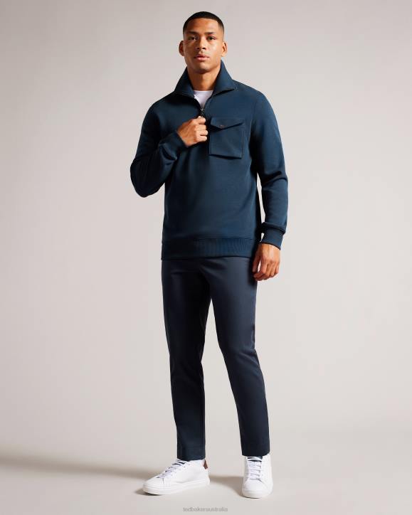 Ted Baker Ecos Half Zip Funnel Neck Jumper NAVY Clothing Men TLPL1289