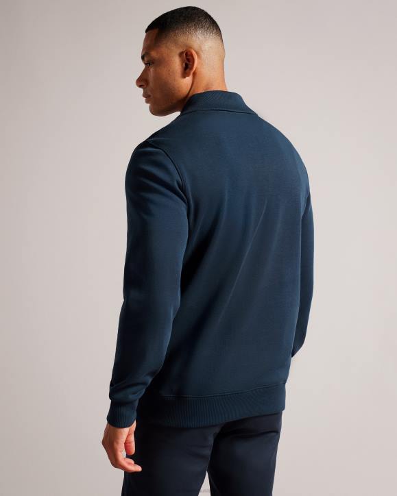 Ted Baker Ecos Half Zip Funnel Neck Jumper NAVY Clothing Men TLPL1289