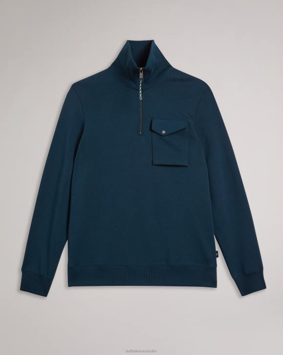 Ted Baker Ecos Half Zip Funnel Neck Jumper NAVY Clothing Men TLPL1289