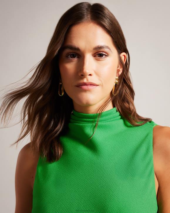 Ted Baker Eleanar Cowl Neck Sleeveless Midi Slip Dress Green Clothing Women TLPL252