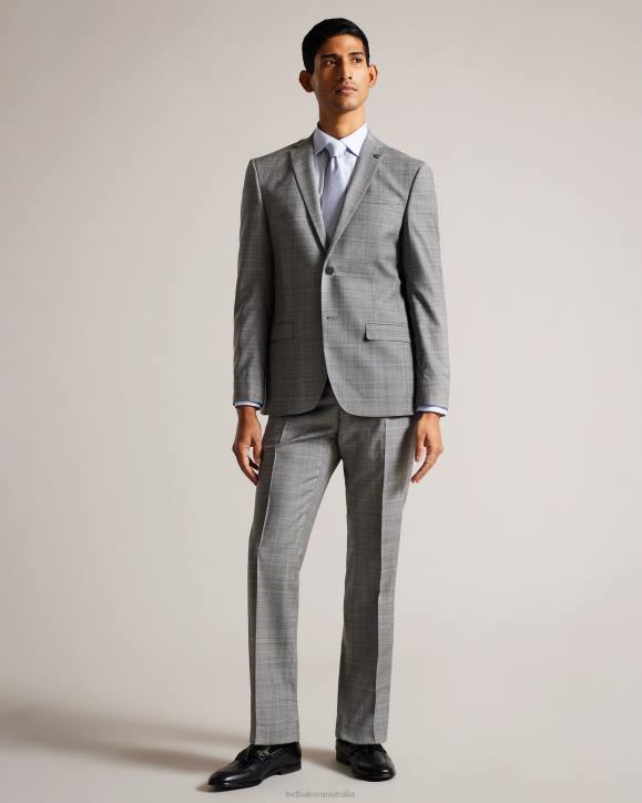 Ted Baker Elgoljs Wool Blend Check Jacket Gray Clothing Men TLPL1374