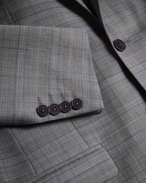 Ted Baker Elgoljs Wool Blend Check Jacket Gray Clothing Men TLPL1374