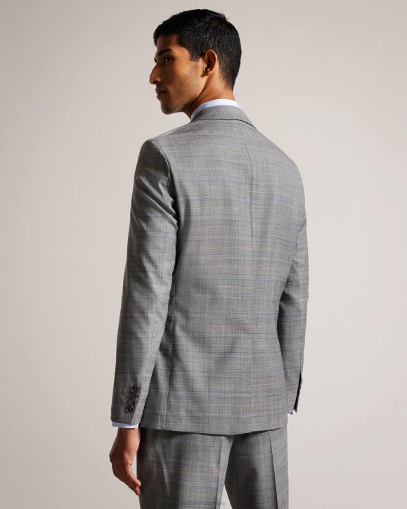 Ted Baker Elgoljs Wool Blend Check Jacket Gray Clothing Men TLPL1374