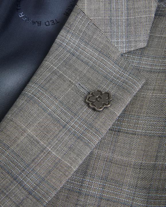 Ted Baker Elgoljs Wool Blend Check Jacket Gray Clothing Men TLPL1374