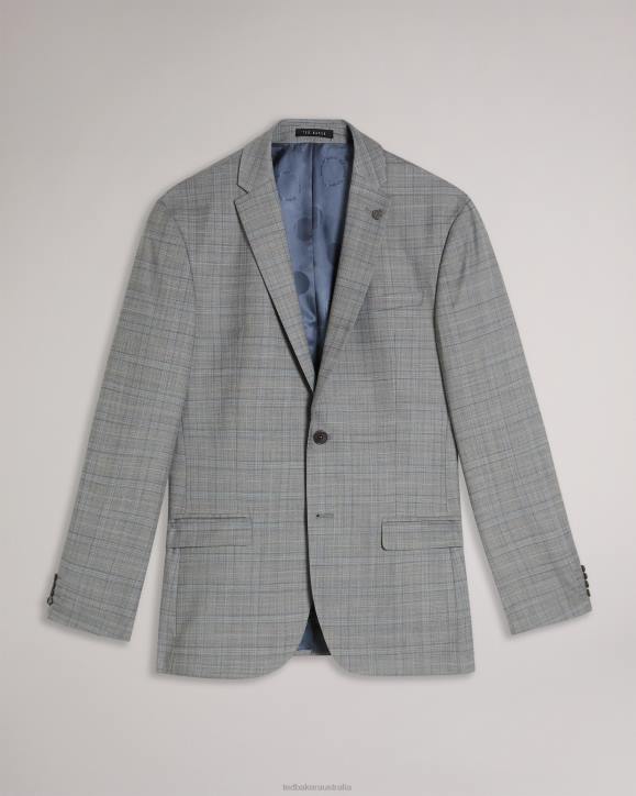Ted Baker Elgoljs Wool Blend Check Jacket Gray Clothing Men TLPL1374