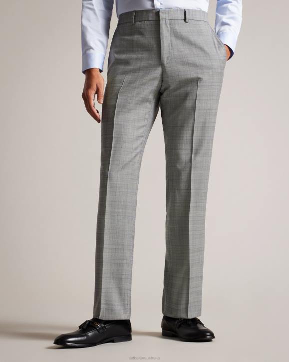 Ted Baker Elgolts Wool Blend Check Trousers Gray Clothing Men TLPL1397