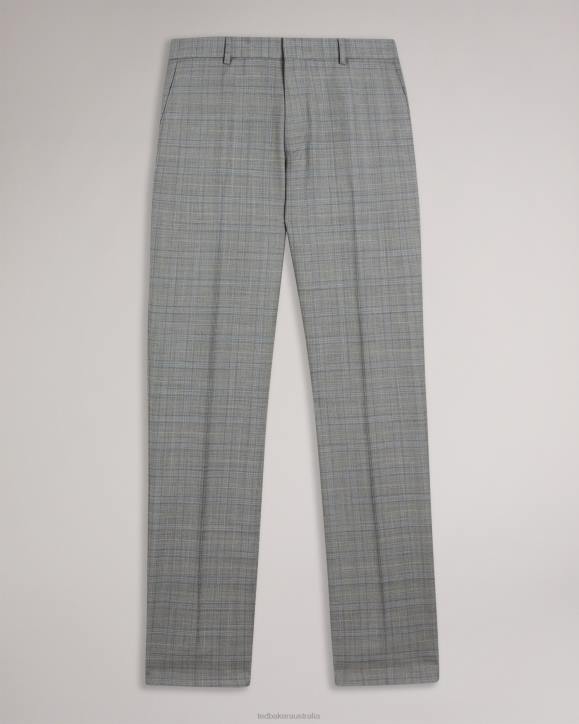 Ted Baker Elgolts Wool Blend Check Trousers Gray Clothing Men TLPL1397