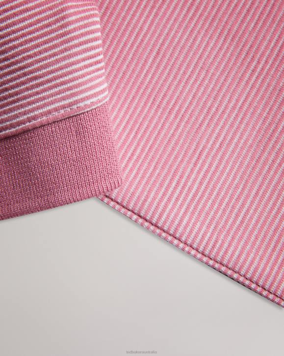 Ted Baker Ellerby Short Sleeve Striped Polo Shirt MID-PINK Clothing Men TLPL1413