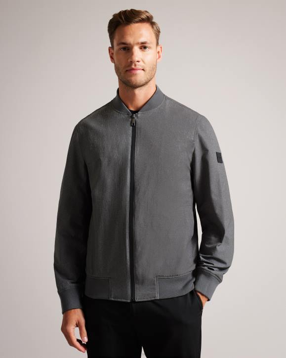Ted Baker Elmhrst Textured Stretch Bomber Jacket Gray Clothing Men TLPL1424