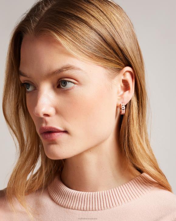 Ted Baker Emrie Enamel Heart Hoop Earrings Pale Pink Jewelry Women TLPL1045