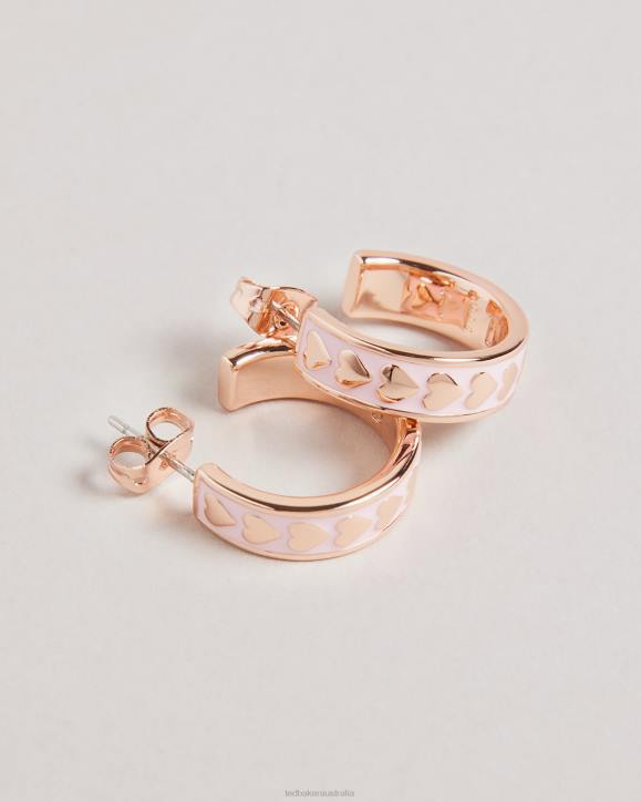 Ted Baker Emrie Enamel Heart Hoop Earrings Pale Pink Jewelry Women TLPL1045
