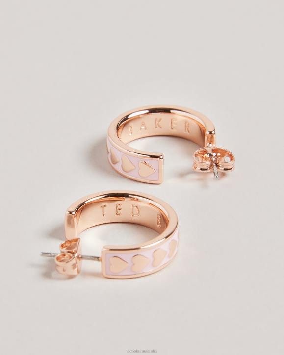 Ted Baker Emrie Enamel Heart Hoop Earrings Pale Pink Jewelry Women TLPL1045