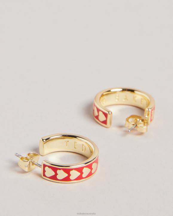Ted Baker Emrie Enamel Heart Hoop Earrings Red Jewelry Women TLPL1067