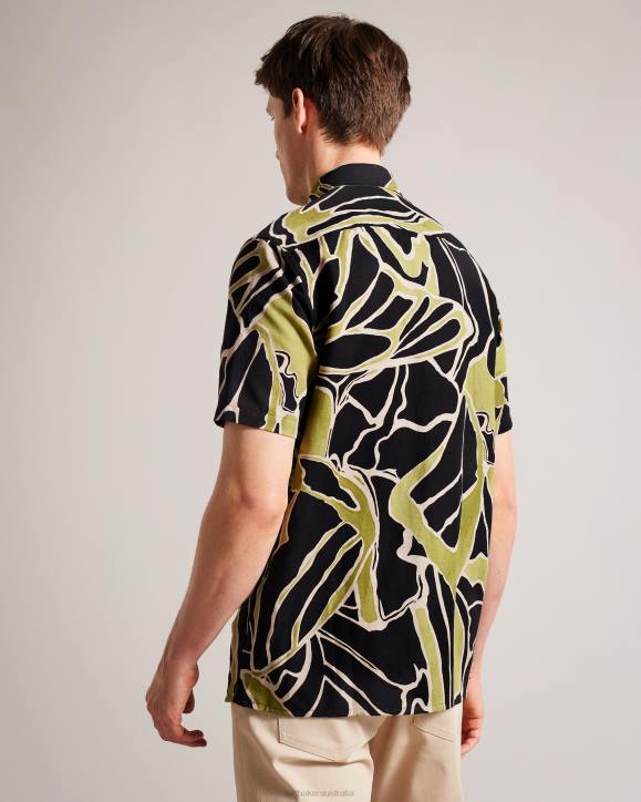 Ted Baker Errew Short Sleeve Abstract Print Shirt Black Clothing Men TLPL1587