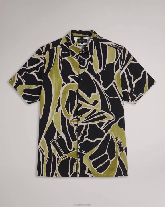 Ted Baker Errew Short Sleeve Abstract Print Shirt Black Clothing Men TLPL1587