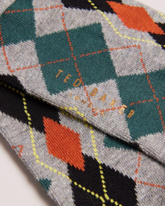 Ted Baker Fairpat Fair Isle Pattern Socks Gray Accessories Men TLPL2005