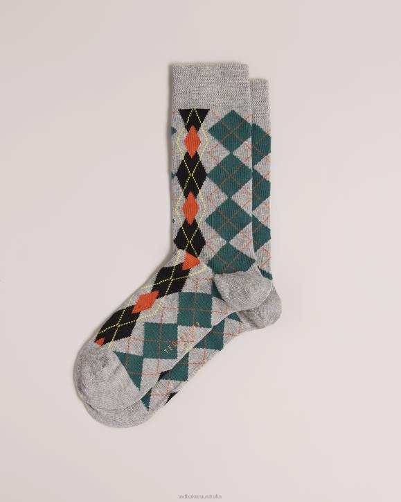 Ted Baker Fairpat Fair Isle Pattern Socks Gray Accessories Men TLPL2005
