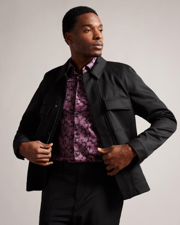Ted Baker Filtyj Raglan Sleeve Wool Jacket Black Clothing Men TLPL1212