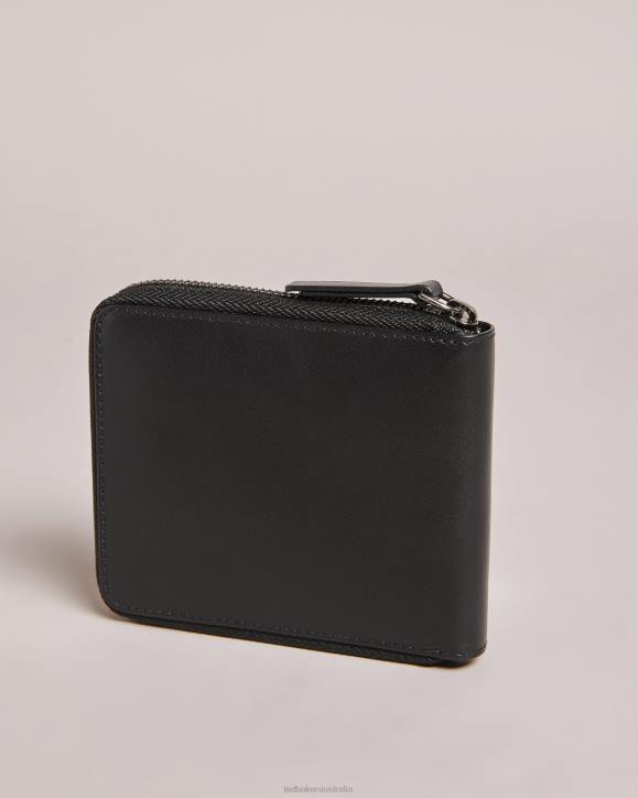 Ted Baker Finnie Corner Detail Zip Around Wallet Black Accessories Men TLPL1918