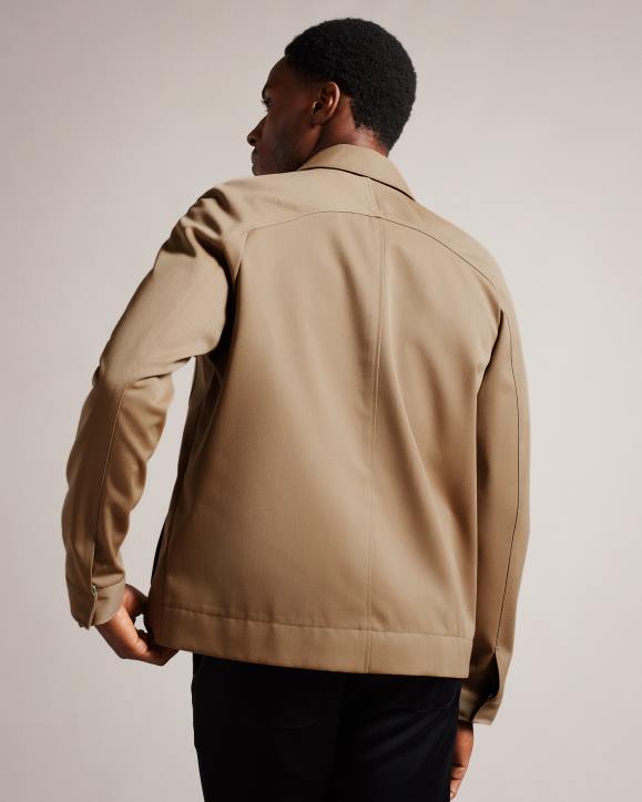 Ted Baker Finnj Raglan Sleeve Pure Wool Jacket Natural Clothing Men TLPL1260