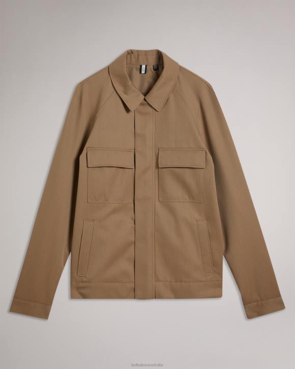 Ted Baker Finnj Raglan Sleeve Pure Wool Jacket Natural Clothing Men TLPL1260