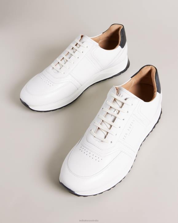 Ted Baker Frayne Saffiano Leather Trainers White Shoes Men TLPL1866