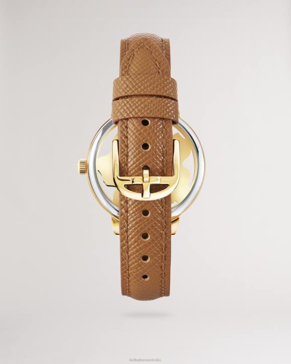 Ted Baker Galatea Magnolia Dial Leather Strap Watch Tan Accessories Women TLPL1158