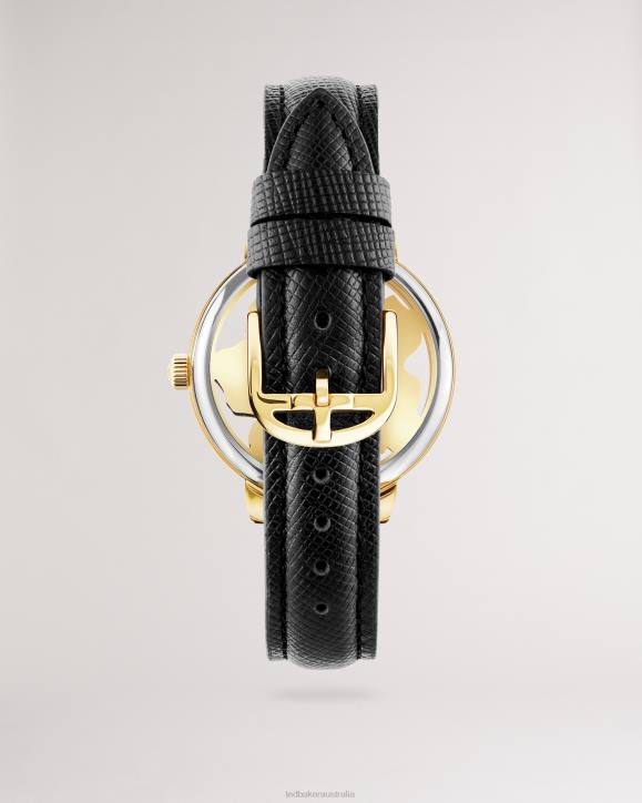 Ted Baker Galaten Magnolia Dial Leather Strap Watch Black Accessories Women TLPL1064