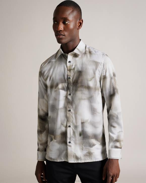 Ted Baker Galmoy Long Sleeve Glitched Floral Shirt Multicolor Clothing Men TLPL1303