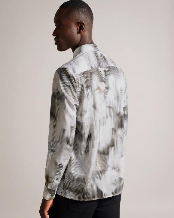 Ted Baker Galmoy Long Sleeve Glitched Floral Shirt Multicolor Clothing Men TLPL1303