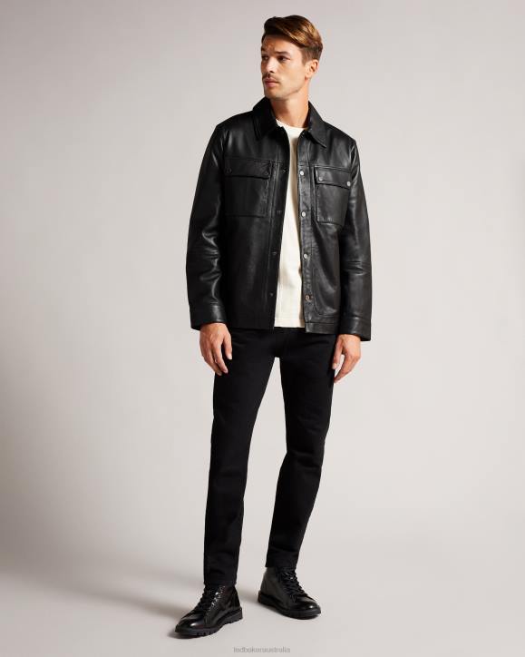 Ted Baker Garry Leather Shacket Black Clothing Men TLPL1516
