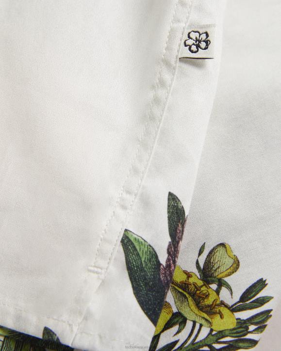 Ted Baker Gort Short Sleeve Botanical Print Shirt Ecru Clothing Men TLPL1614