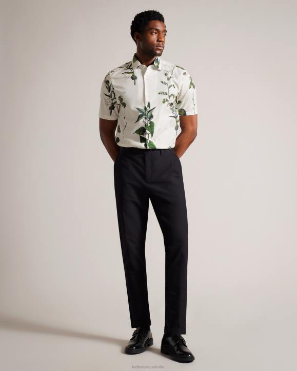 Ted Baker Gort Short Sleeve Botanical Print Shirt Ecru Clothing Men TLPL1614