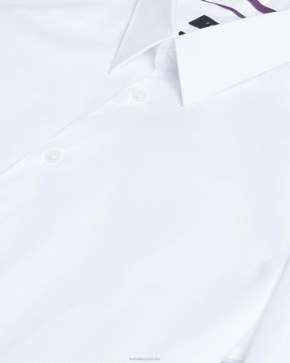 Ted Baker Haless Long Sleeve Textured Stripe Shirt White Clothing Men TLPL1486