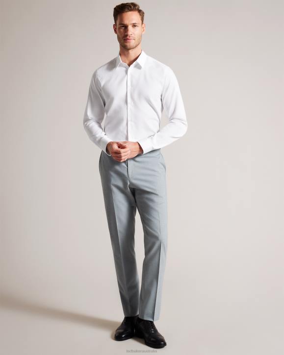 Ted Baker Haless Long Sleeve Textured Stripe Shirt White Clothing Men TLPL1486