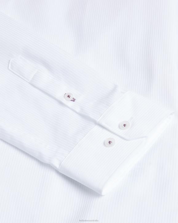 Ted Baker Haless Long Sleeve Textured Stripe Shirt White Clothing Men TLPL1486