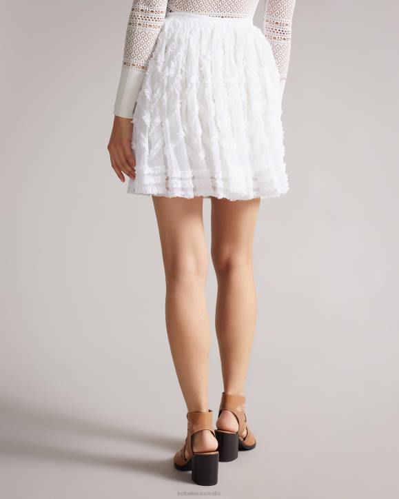 Ted Baker Halvy Full Mini Skirt With Micro Ruffle Detail White Clothing Women TLPL631