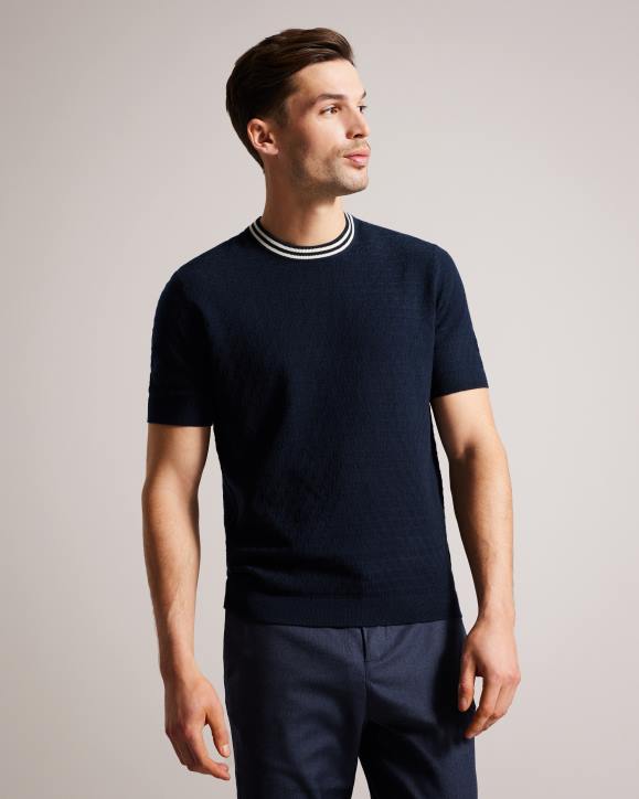 Ted Baker Hanam Short Sleeve T Stitched T-Shirt NAVY Clothing Men TLPL1409