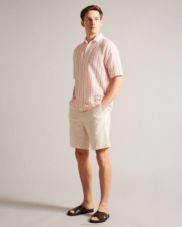 Ted Baker Hillma SS Seersucker Stripe Shirt Pink Clothing Men TLPL1616