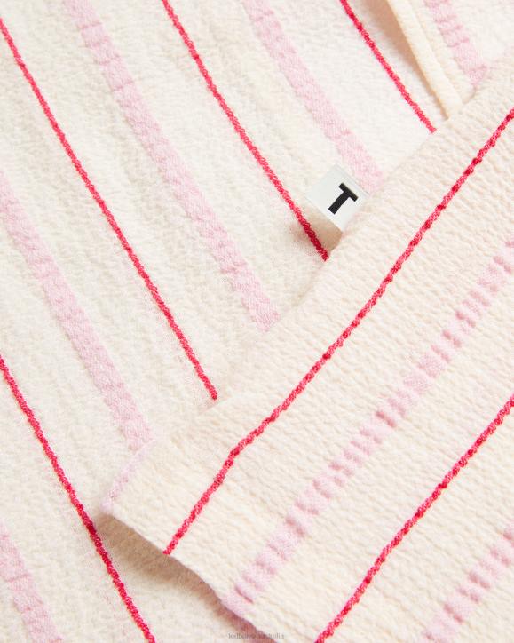 Ted Baker Hillma SS Seersucker Stripe Shirt Pink Clothing Men TLPL1616