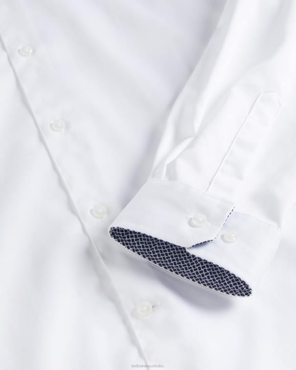 Ted Baker Holmess Long Sleeve Slim Fit Shirt White Clothing Men TLPL1354