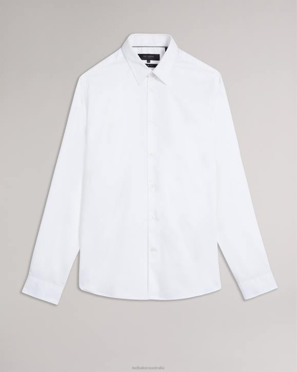 Ted Baker Holmess Long Sleeve Slim Fit Shirt White Clothing Men TLPL1354