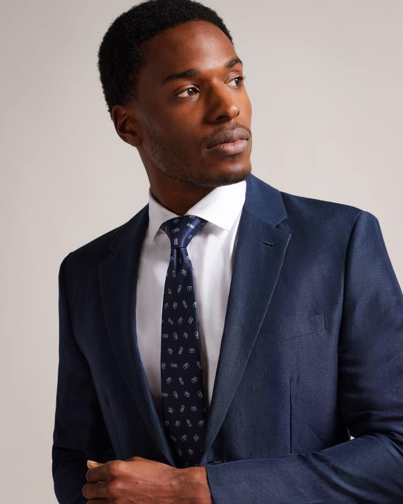 Ted Baker Hubert Jacquard Camera Tie Navy Accessories Men TLPL2000